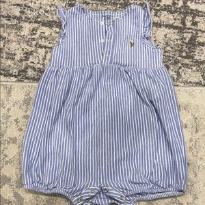 Blue and White Striped Baby Romper Ralph Lauren